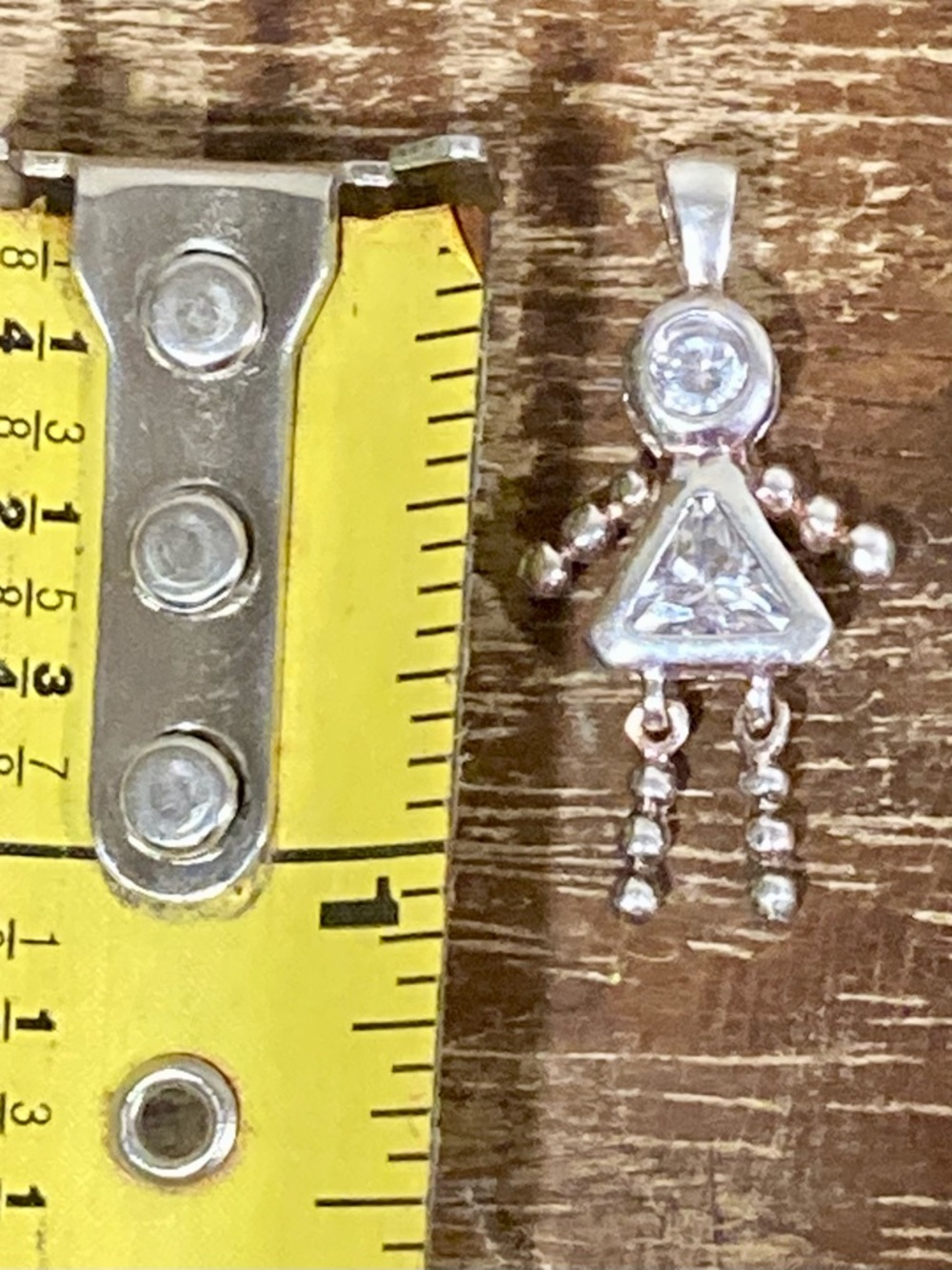 Silver Tone Woman / Mom Pendant with Clear Stones - Picture 10 of 10